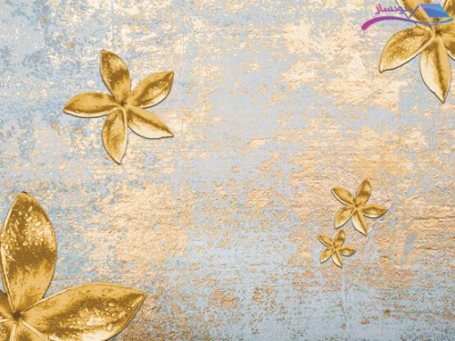 پوستر دیواری طلاکوب طرح گل های طلایی