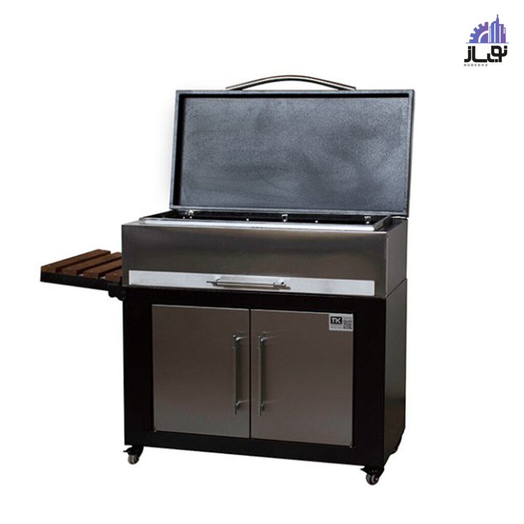باربیکیو ۱۱۰ سانت ذغالی نما استیل درب تخت عرض 50 کد cc114