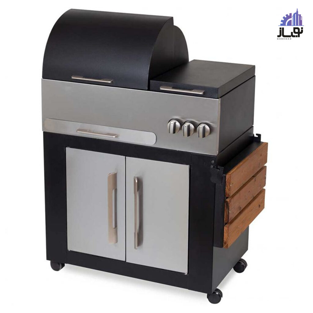 باربیکیو ۹۲ سانت نما استیل درب نیم&zwnj; هلال عرض 50 کد cc82